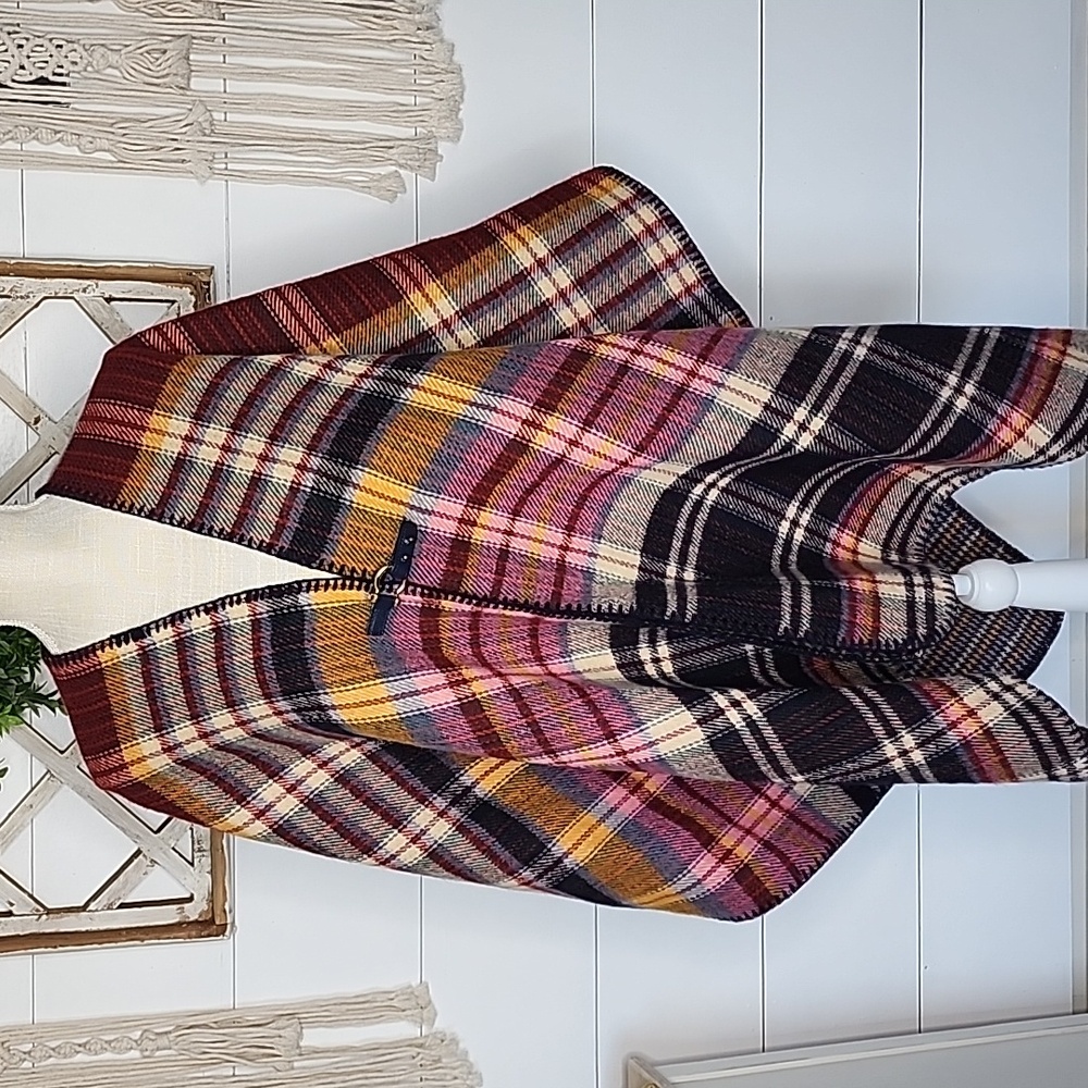 Marc New York Cape Womens One Size Herringbone Colorful Poncho